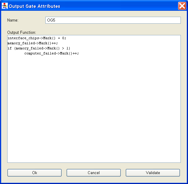 Figure 20: SAN Output Gate Attributes editor.